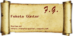 Fekete Günter névjegykártya